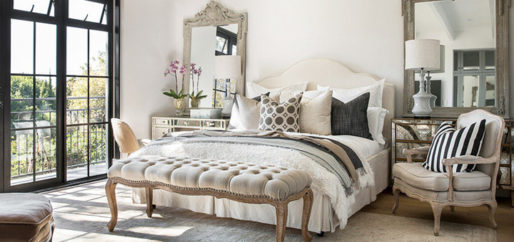 Dormitorio cama almohadas vintage