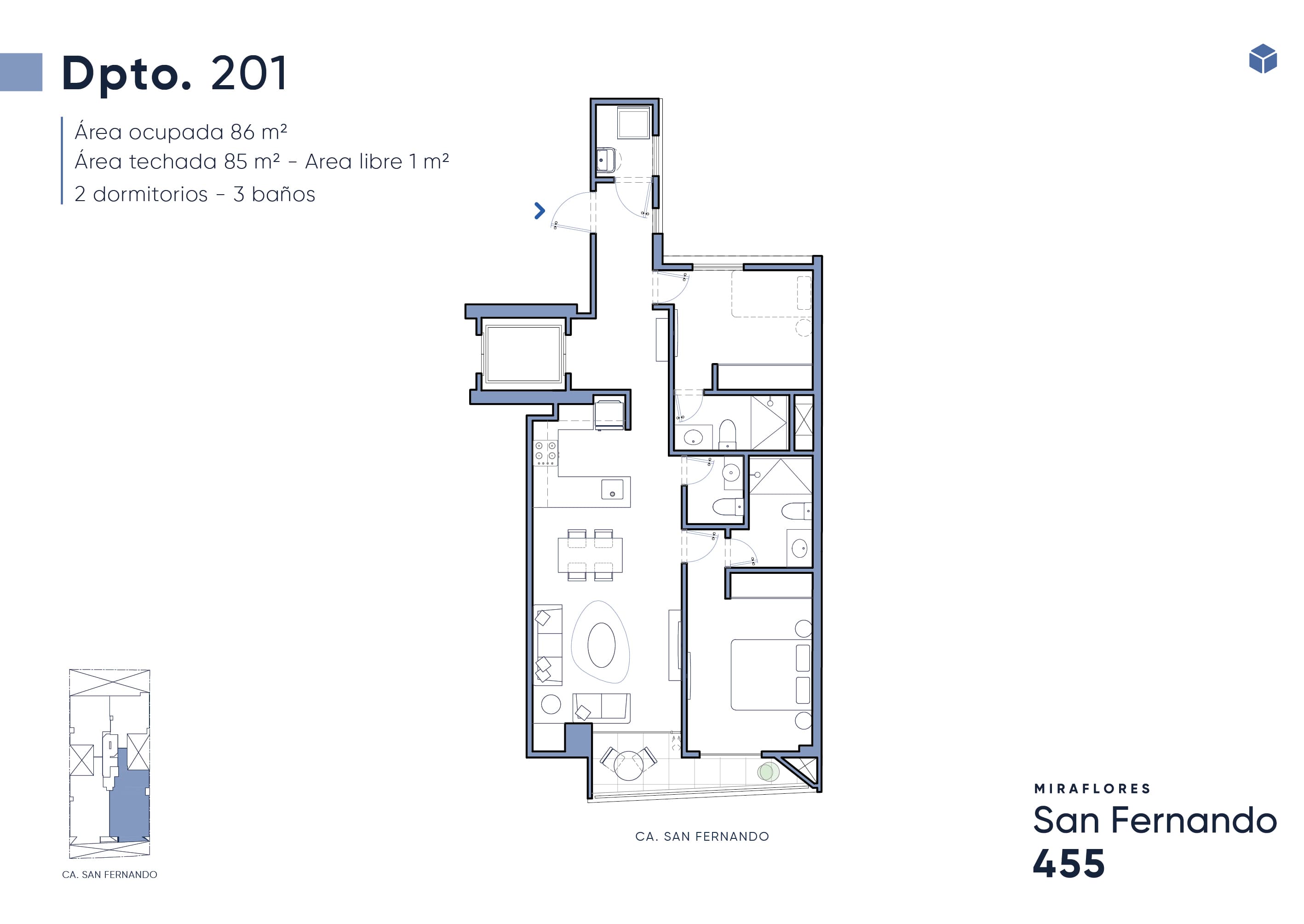plano departamento san fernando 201 miraflores