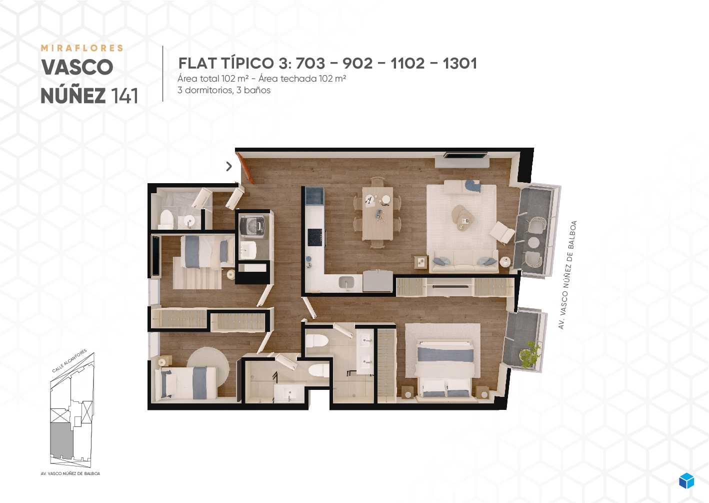 planos Vasco Núñez 141 3-dorm-Flat-Tipico-3